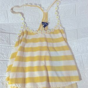 Almost Famous Dainty Detailed Striped Daisy Tank Top Sz L NWT